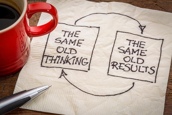 same old thinking same old results written on a napkin