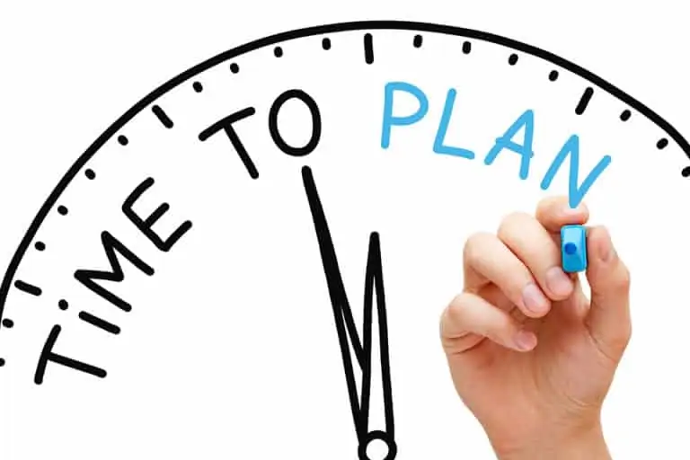 hand drawn clock with Time to Plan written on it