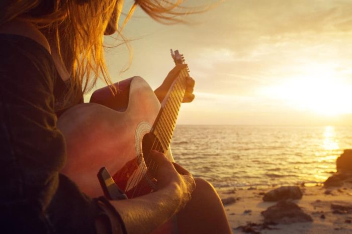 guitar on beach